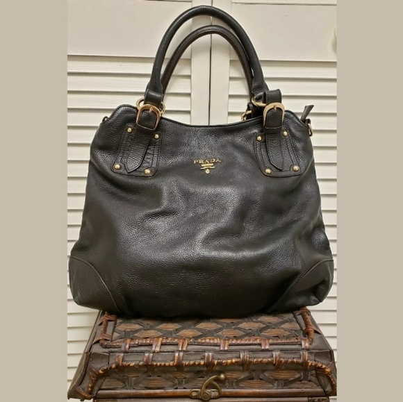 Prada Handbags - {Prada} Black Leather Hobo w/Authentication Cards